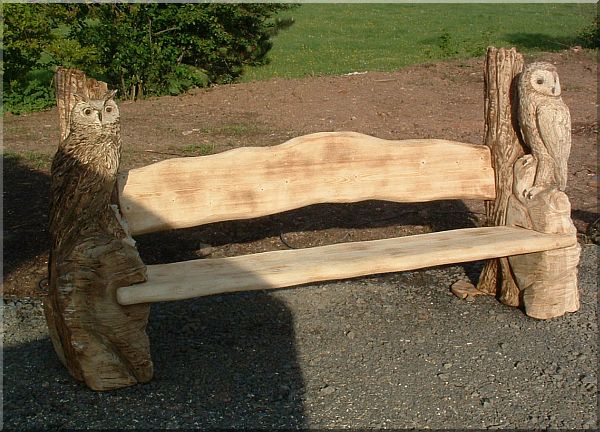 bank eulenbank holz motors�ge schnitzen kettens�ge kunst