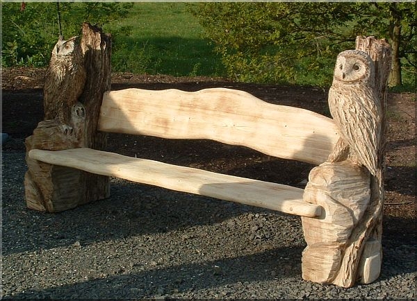 bank eulenbank holz motors�ge schnitzen kettens�ge kunst