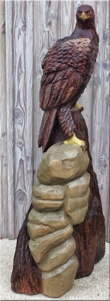 steinadler adler eagle  motors�genkunst kettens�ge schnitzen jochen adam holzwerker