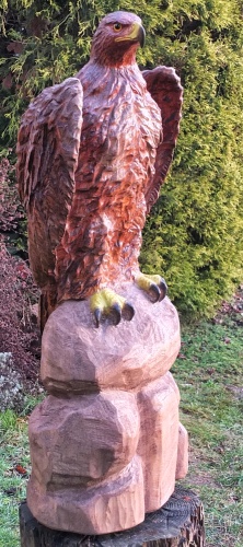 steinadler  lifesize adler eagle  motors�ge kettens�ge schnitzen jochen adam holzwerker