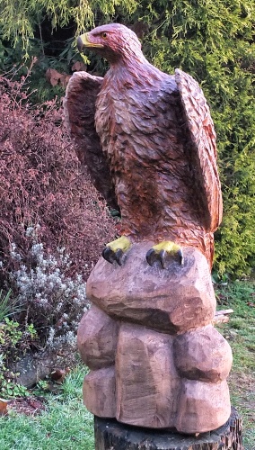 steinadler  lifesize adler eagle  motors�ge kettens�ge schnitzen jochen adam holzwerker