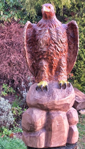 steinadler  lifesize adler eagle  motors�ge kettens�ge schnitzen jochen adam holzwerker