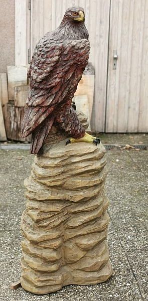 steinadler  lifesize adler eagle  motors�ge kettens�ge schnitzen jochen adam holzwerker