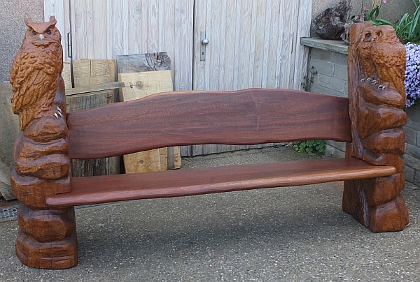 eulenbank eiche bank eichebank schnitzen motors�ge kettens�gen holz garten jochen adam holzwerker