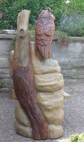 bank Eule Eckbank schnitzen motors�ge kettens�gen holz garten jochen adam holzwerker