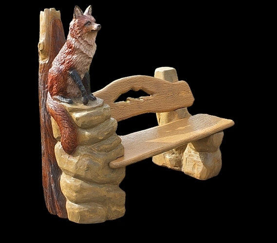 bank fuchs fuchsbank schnitzen motorsäge kettensägen holz garten jochen adam holzwerker