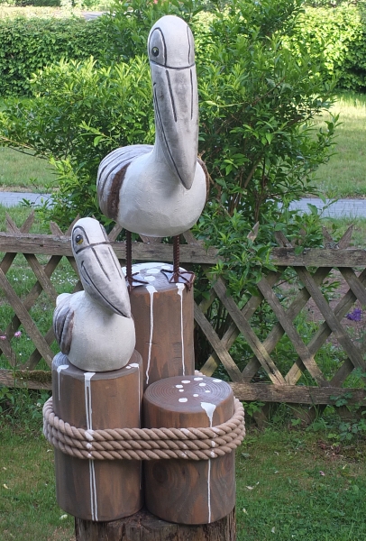 pelikan pelican schnitzen motors�ge kettens�gen holz deko garten jochen adam holzwerker